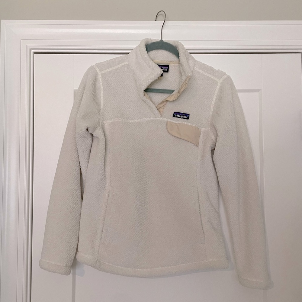 Patagonia Women's Re-Tool Snap-T Fleece Pullover White Ivory Pink Size Small